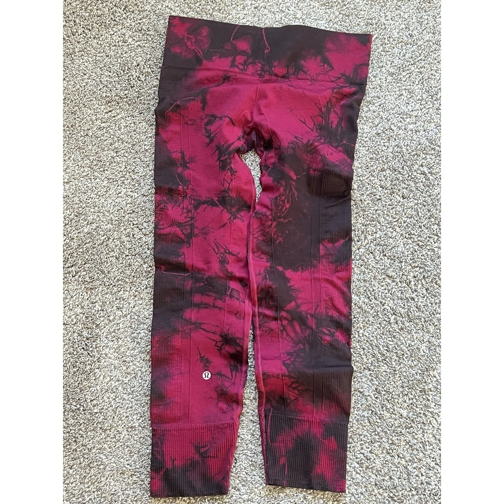 Lululemon In The Flow Crop II Wine Berry Bordeaux Drama‎ Size 10/12? No Tag EEUC